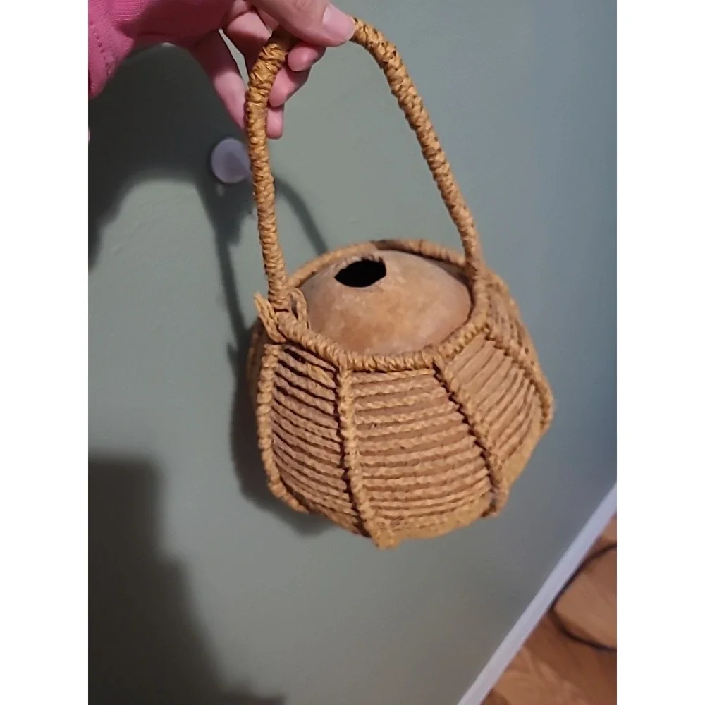 Basket Gourd Antique Wicker Container Vessel Primitive‎ African Rustic Decor